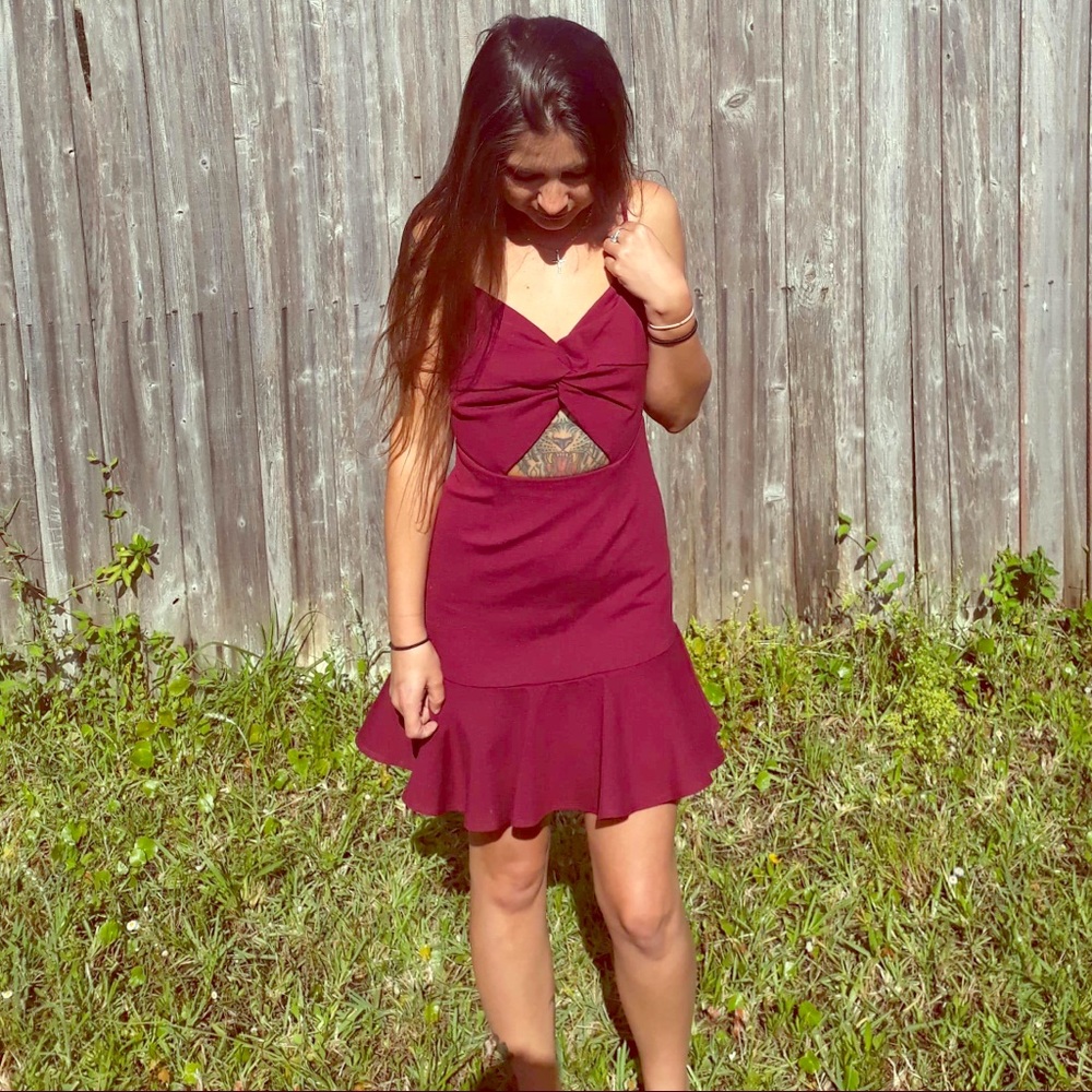 Red dress with ruffles